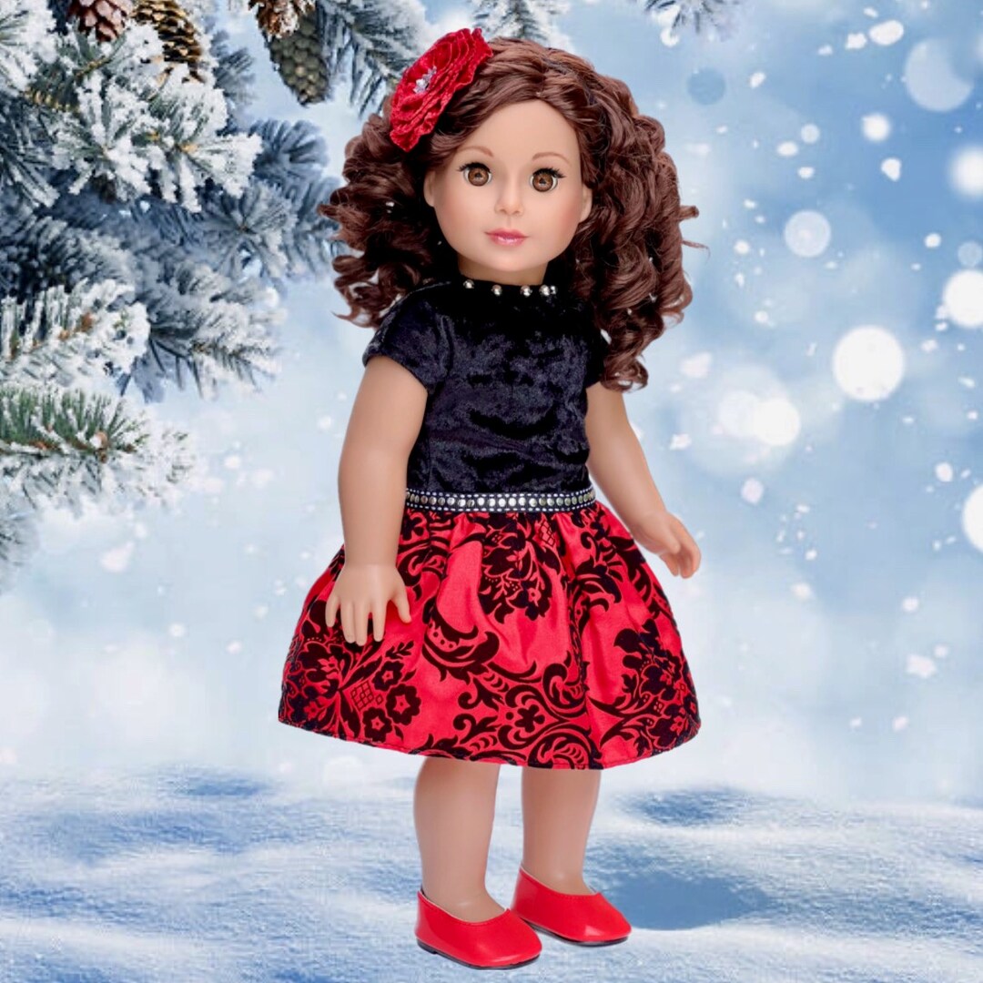 Holiday Spirit - Doll Clothes for 18 Inch Dolls - Holiday Red Taffeta Party Dress with Red Shoes and Headband (Doll Not Included) | MakerPlace by Michaels Holiday Spirit - Doll Clothes for 18 Inch Dolls - Holiday Red Taffeta Party Dress with Red Shoes and Headband (Doll Not Included) | MakerPlace by Michaels